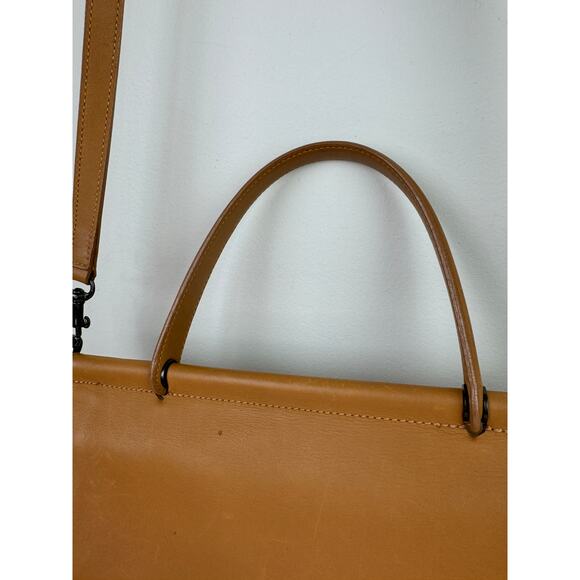 Vintage COACH Handbag Tan Leather Inner Pocket Magnetic Top Handle Crossbody Bag - Picture 6 of 15